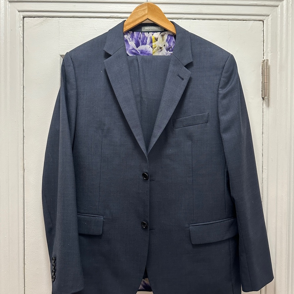 Indochino Indigo Blue Floral Tailored Men’s Suit